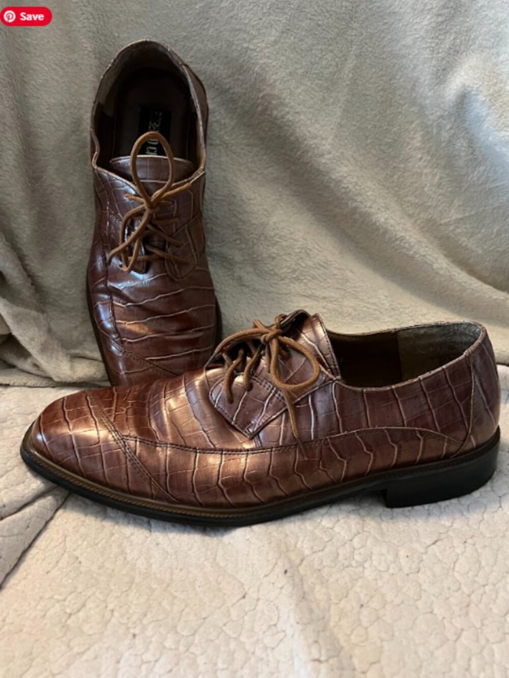 Roberto Chillini Brown Copper Faux Leather Square Toe Dress Shoes Men's Size 11